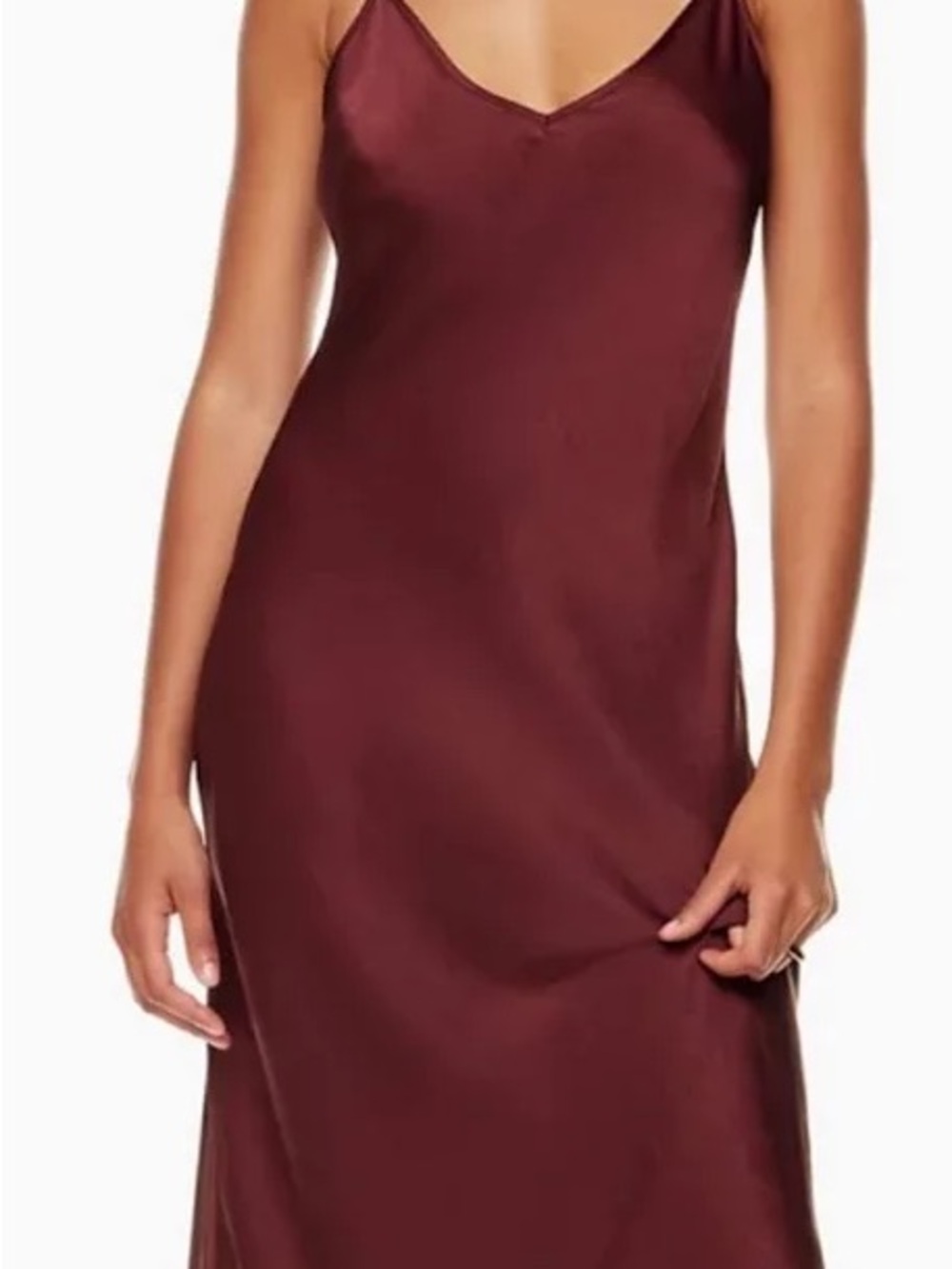 Wilfred Maroon/Burgundy Satin Midi Slip Dress — Size M - Picture 2 of 4